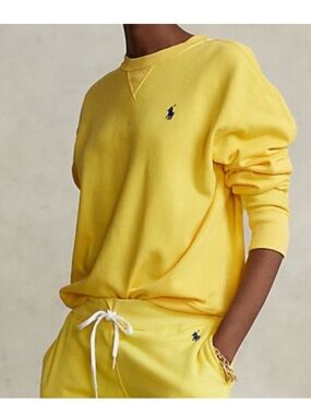 Polo Ralph Lauren Cotton Blend Fleece Sweatshirt Neon Lemon Yellow Women's XS